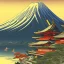 Placeholder: Ukiyo-e Style , mount fuji, sun