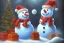 Placeholder: Impressionism, acrylic paint, pastel colors, christmas scene, snowman, christmas tree, christmas lights, wreath, presents, neo-dada