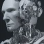 Placeholder: portrait of a man robot facing camera 3d rendering