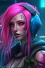 Placeholder: mermaid Cyberpunk some scales on face pink hair