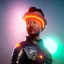 Placeholder: portrait, eternal samurai fusion space suit, floating in space, sun burning bright in background, neon light, 8k, 3d, blender