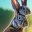 Placeholder: rabbit head portrait, warrior costume, village, meditation, woods, galaxy sky, 8k quality