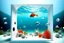 Placeholder: white,background,looking,through,a 3-d, square hole,watching,tropical,fish,swimming,in,the,ocean