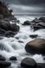 Placeholder: Le bruit de l’eau, froid, Éclabousse sur les rochers; Les poissons s’enfuient.