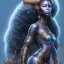 Placeholder: sango fantasy, fantasy magic, intricate, sharp focus, illustration, highly detailed, digital painting, concept art, matte, masterpiece head sexy lady body black African beauty space lady blue leopard skin one head African hair snow background