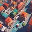 Placeholder: [poster by Andrew MacLean] the vibrant streets of a city with a long history seen from above: old shops and buildings to skyscrapers