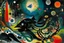 Placeholder: A black underwater abyss with shadow monsters painted by Wassily Kandinsky