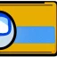 Placeholder: full view of a flattened vector image icon of a driver's license, with a blueish color palette, transparent background .png.