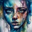 Placeholder: women face watercolor, creepy, surreal horror art, nightmarish, dynamic composition, dark color burn