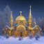 Placeholder: Greek Orthodox Church, decorated with intricate stone carvings, on a snowy night, golden crosses on tops, white light inside, many different color northern lights, Full Moon over Mountains, 10 second long exposure, highly detailed, ultra reallistic, oil on canvas, cinematic lighting, colourful,long exposure, good atmosphere, by Jacek Yerka, Thomas Kinkade, Caspar David Friedrich.