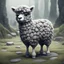 Placeholder: Bipedal creature resembling a Alpaca that is covered in grey stone with darker square swirls and a coating of mossy grass, masterpiece, best quality, in cartoon art style