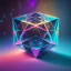 Placeholder: 3d holographic geometric shape isolated on space infinit background