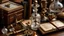 Placeholder: generate me an aesthetic image of perfume for Perfume Bottles with Antique Keys and Books