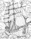 Placeholder: Pirate Ship Adventure: Design a coloring page showcasing a majestic pirate ship sailing through rough seas. Include elements like billowing sails, Jolly Roger flag, and crashing waves for an exciting coloring challenge.