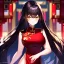 Placeholder: Clear focus, 8k, high quality, detailed, beautiful lighting, vibrant colors, black long hair, vibrant golden eyes, girl, red chinese clothes,