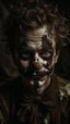 Placeholder: Texture made of coffee powder and dirt of a clown has bad painting of dark brown color on his face