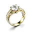 Placeholder: 3 stone center stone with infinity design two tone gold shank