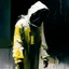 Placeholder: Minimal contemporary abstract oil paintings close up person wearing hazmat suit limbs sinew and concrete fragments illuminated at night style of Justin Mortimer And Francis bacon And ashley wood