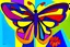 Placeholder: A painting vorticism, concert poster, fauvism, cubism, creative of one butterfly painting inspired by Picasso minimalist abstract butterfly with flowers in the background,