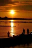 Placeholder: Una puesta de sol, a orillas del Río Parana y pescadores en sus costas al estilo de Picasso