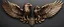 Placeholder: Bronze emblem double-headed eagle symmetrical and positioned on a single neck, Each head looks in different directions, one facing left and the other right, wings of the eagle are spread wide