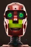 Placeholder: robot portrait in Kente, rusted clock eyes, cinematic, ghana flag, african pattern symbols, engraved, 8k quality