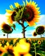 Placeholder: an ancient olive tree in the center of a sunflower field in in impasto style , golden light hour, blue sky full of cotton clouds, simple, peacefull, hyperrealistic --style raw --stylize 750 Modifiers: elegant 8k oil on canvas cinematic lighting very attractive beautiful dynamic lighting fantastic view close up Unreal Engine cinematic postprocessing acrylic art Surrealism Impressionist luminism Craig Rutkowski Tesselated 8k beautiful cinematic lighting elegant very attractive oil on canvas beauti