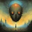 Placeholder: Looking inward, soul blister, surreal style by Zdzislaw Beksinski and Wilfredo Lam, smooth, sinister, neo surrealism, venn diagram shape, color illustration, artistic, atmosphere of a Shaun Tan nightmare