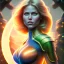 Placeholder: ultra detailed portrait of beautiful Power Girl , wearing a bikini plate armor, extremely detailed digital painting, extremely detailed face,crystal clear green eyes, in the style of robert e howard and pablo oliveira and Ken Kelley, mystical colors,perfectly centered image, perfect composition, rim light, beautiful lighting,8k, stunning scene, raytracing