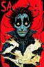 Placeholder: Text "THE SANDMAN" in sandman comic book font, Nightmare frequencies visualization, cartography of The Dreaming, by Graham Sutherland and Dave McKean, mind-bending illustration; Neil Gaiman's "The Sandman" Cover art by Dave McKean, crisp cool colors - red hues