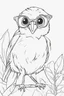 Placeholder: Outline art for cute coloring pages with bird with glasses, full body, white background, sketch style, only use outline, clean line art, no shadows and clear and well outlined.