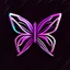 Placeholder: symetry!!, butterfly!!, logo, NFT, colorful, cyberpunk, neon punk, curves, lines, simple, gradient, creative