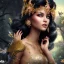 Placeholder: black skin fairy, beautiful portrait, flowery landscape