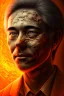 Placeholder: satoshi nakamoto in the bitcoin mining hole, Fire theme art, Dark moody night atmosphere, , 8K, close-up face, anatomically perfect face, oak tree roots, ignore NSFW