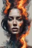 Placeholder: An abstract and captivating digital artwork featuring a portrait of a woman with burning edges