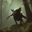 Placeholder: franz frazetta style, vampire bat lurking in the forest clearing, night