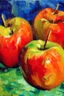 Placeholder: Abstract impasto oil painting of an apples cezanne