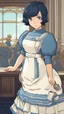 Placeholder: Elizabeth with short black hair and blue eyes and blue and white dress in 8k anime cgi artstyle, bioshock them full body, intricate details, highly detailed, high details, detailed portrait, masterpiece,ultra detailed, ultra quality