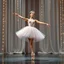 Placeholder: a beautiful balerina in pretty clothing in a modern cifi stage in her performance cinamatic lights .