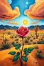 Placeholder: Painting of Beautiful Rose in the desert landscape in Salvador Dalí style in 24 colors for painting by-numbers kit