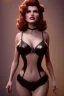 Placeholder: Rita Hayworth as evil queen in black leather, busty, cleavage, curvy, angry, stern look. character design by cory loftis, fenghua zhong, ryohei hase, ismail inceoglu and ruan jia. unreal engine 5, artistic lighting, highly detailed, photorealistic, fantasy