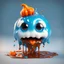 Placeholder: Pixar 3D animation style, ((A cute adorable melting marshmallow monster character)), whimsical character, fluid form, Pop Surrealism, jelly-like, Amorphic, shapeless mass, 3D animated sci-fi parody character, photorealistic CG, genetically modified (orange) bell pepper, covered in gooey dripping chocolate and a bubblegum blue Slimy goop, thick and glossy, topped with lots of rainbow sprinkles, colourful foam balls, cinema4D, redshift rendering