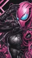 Placeholder: A close picture to Mix between gwenpool and symbiote, symbiote venom with transformers, high details machine, pink and black custom, intricate details, highly detailedin in solo leveling shadow art style