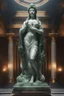 Placeholder: highly detailed marble and jade statue on a plint of the roman goddess of love. full body shot, volumetric fog, Hyperrealism, breathtaking, ultra realistic, unreal engine, ultra detailed, cyber background, Hyperrealism, cinematic lighting, highly detailed, breathtaking, stunning temple environment