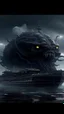 Placeholder: ,surrealism of the dark of a nightmare , hyper photorealistic, hyper detailed dark art color, high resolution, fog, octane render, tilt shift, HDRI Environment, all pictures dark gray, a torpedo hitting a ship and a giant mad creature in the sky behind the boat covering the whole background