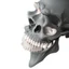 Placeholder: Minimalistic vampire skull with open mouth, side view, 2D