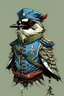Placeholder: Cartoon side of a beautiful Chinese Military Sparrow wearing a jacket, with ethereum, drawn by leonardo davinci