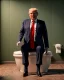 Placeholder: Donald Trump sitting in toilet scene, pants down, realistic image, hooper style, casual, concept art, smooth, unreal engine 5, god lights, ray tracing, RTX, lumen lighting, ultra detail, volumetric lighting, 3d.