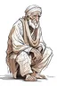 Placeholder: "Draw an old person wearing old traditional Arab clothes, hunched back he looks weak