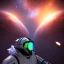 Placeholder: portrait with jetpacks in chapel floating up into the galaxy, lights, fog, detailed, realistic, 4k, hi def, core planet, one hit, meteor swishing past